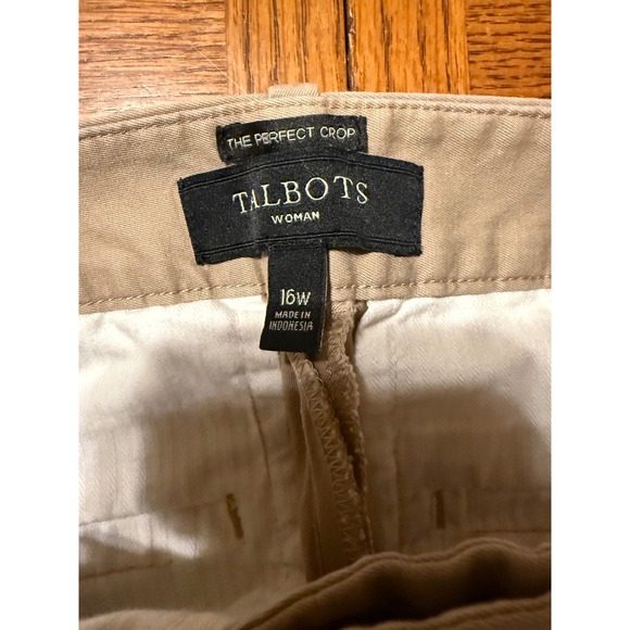 Talbots The Perfect Crop Khaki Pants Women 16W Mid Rise Elastic Waist - Picture 5 of 10